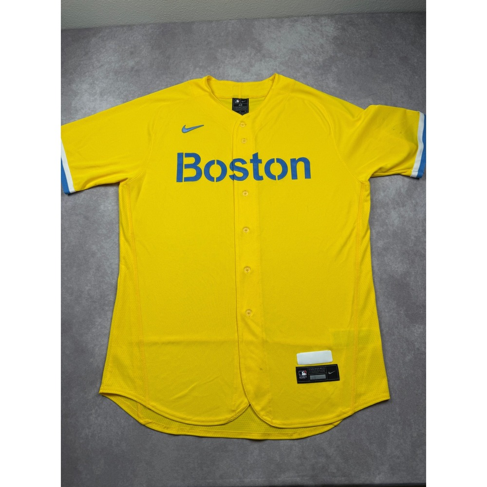 Nike Boston Red Sox City Connect Authentic Yellow Jersey Men's Sz 48 (L) MLB 617 - Picture 1 of 15